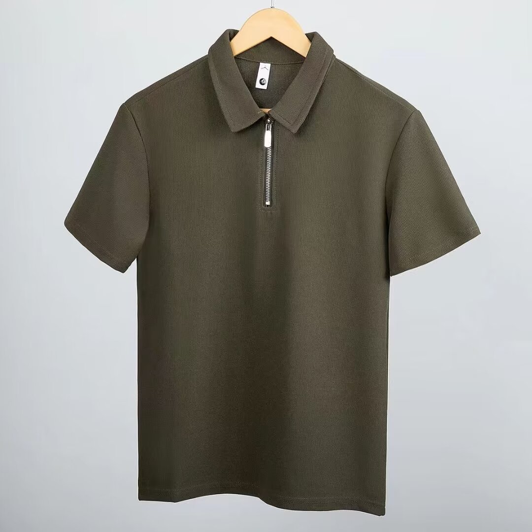 Tide polo de hombre de manga corta de alta gama 2023 nuevo hombre casual de negocios con solapa de media cremallera