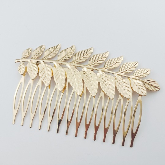 Fashion Leaf Flower Metal Plating Inlay Artificial Gemstones Hair Combs 1 Piece display picture 3