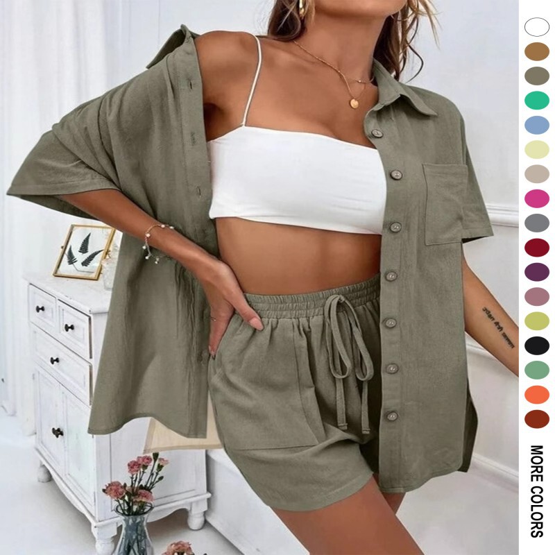 Cross-Border Foreign Trade Women's Clothing Amazon and Aliexpress Hot-Selling Distressed Cardigan Shorts Fashionable Elegant Casual Women's Suit