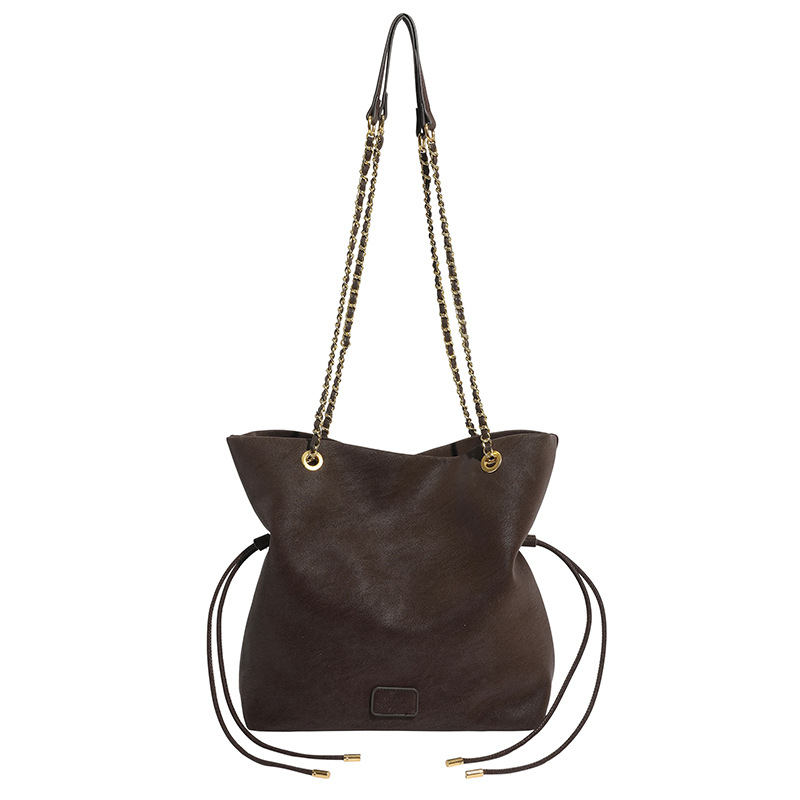 Bolsa de cubo de hombro de seda de alta calidad, bolso de cadena de estilo exterior, bolso para mujeres 2025 nuevo bolso de mochila