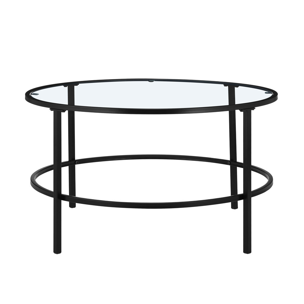Mesa de café de vidrio templado mesa de café de lujo ligero de alta sensación mesa de café de borde redondo moderno simple