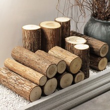 壁炉装饰木头小木桩木材木柴围栏木头栅栏树桩摆件圆木桩