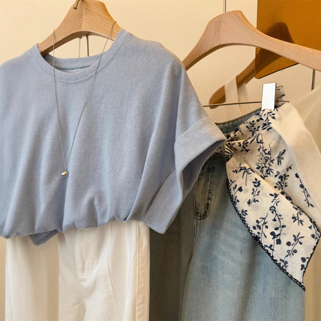 MUYANG recomendado! Camiseta de manga corta larga y manga corta con mangas enrollables y perezosas