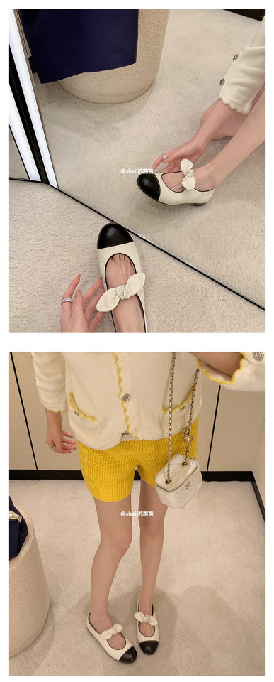 Giày búp bê Mary Jane mũi tròn thắt nơ gót thấp 1-3 cm — Màu đen, Trắng sữa, Đen mơ chi tiết 11