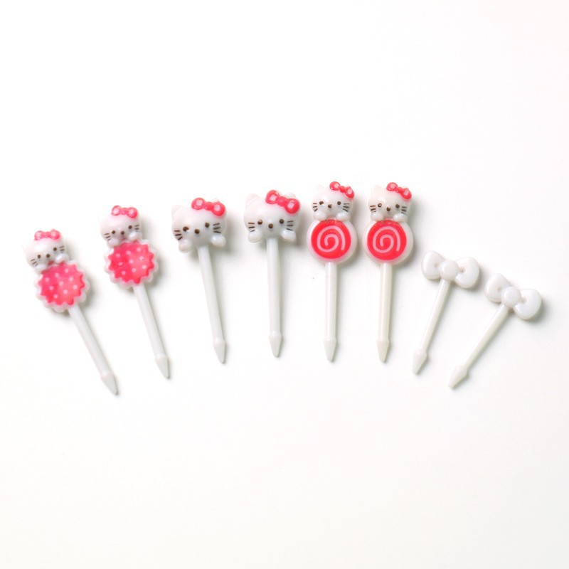 Cartoon japonés encantador tenedor de fruta transfronterizo venta caliente stick de fruta creativa decoración mini tenedor de fruta al por mayor