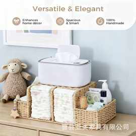 跨境编织收纳篮婴儿尿布湿湿巾收纳筐婴儿尿布台奶瓶纸巾储物筐