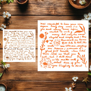 Cross-Border Dropshipping Handbook Cut Out Engraving Plastic Shielding Board Hand-Painted Graffiti Spray Decoration English Sentence Picture Template