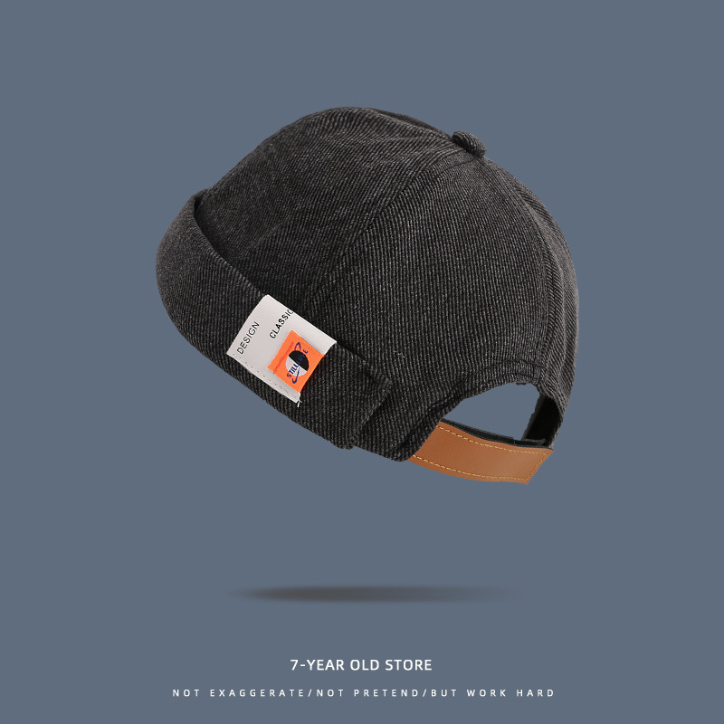 Sombrero de piel de melón sin aleros de hip-hop callejero japonés, estudiante, sombrero de propietario retro callejero, sombrero yuppie de moda coreana, hombre