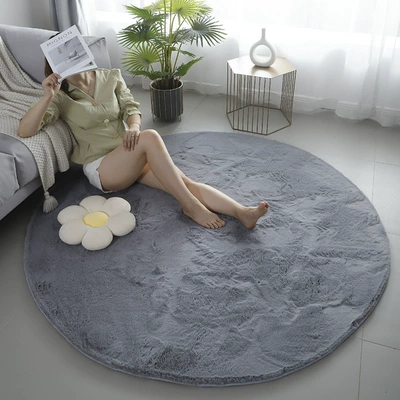 Table Blanket Plush Dressing Table Bedroom – Car Carpet - dark-gray-12m-round