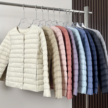 嘉兴平湖羽绒服短款轻型长袖薄款无领V领轻薄内胆女U家同款打底衫