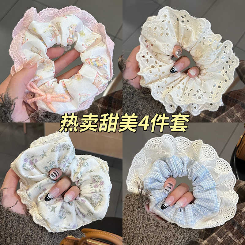 ballet style lace large intestine hair band female online influencer 2025 new cute hair string hair band bun headband