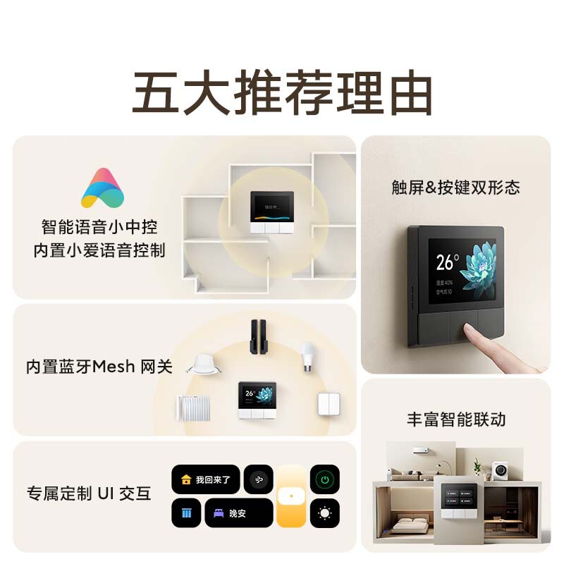 米家智能家庭面板3.23英寸中控屏内置小爱语音控制触控屏智能生活|undefined