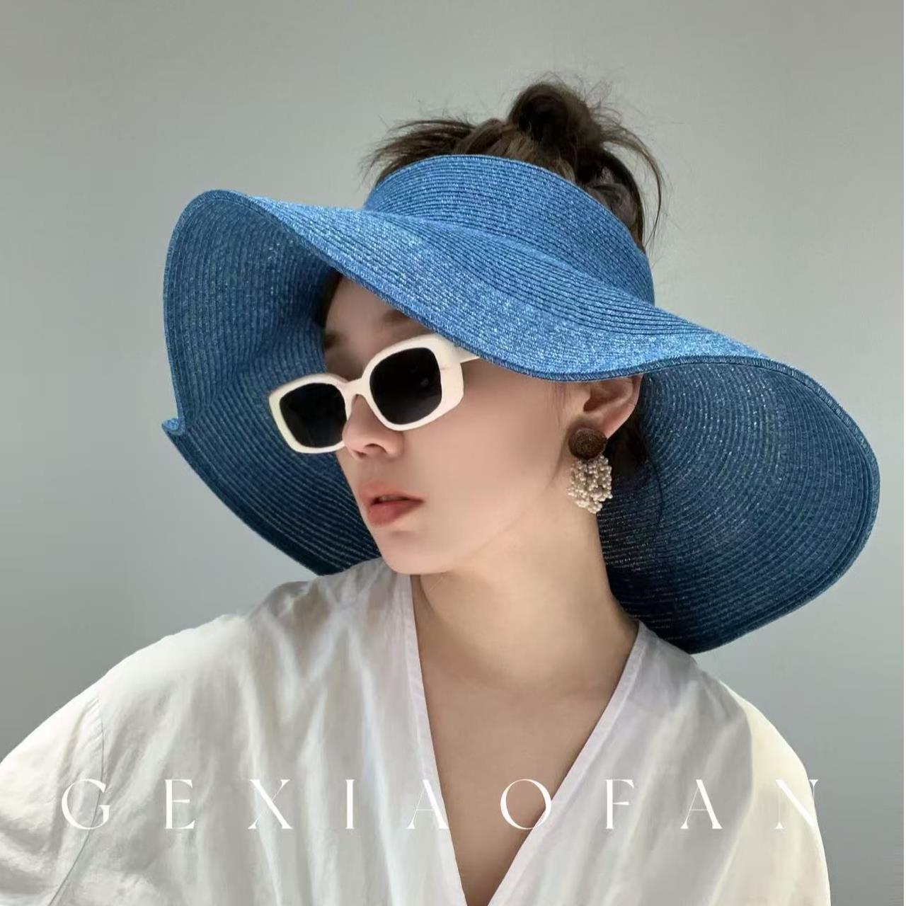 Wide-brimmed Hepburn Style Straw Hat For Summer Sun Protection_voghion.com
