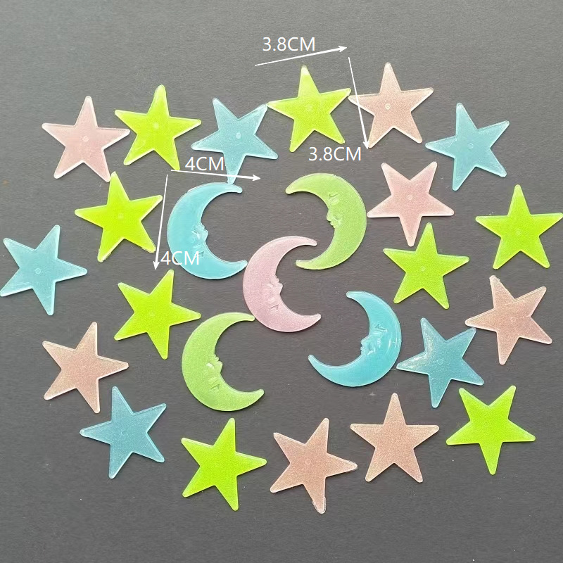 Estrellas de color luna pegatinas de luz nocturna meteoros luminosos pared decoración de ventana fluorescente transfronteriza pegatinas de refrigerador estrella cosmos image 23