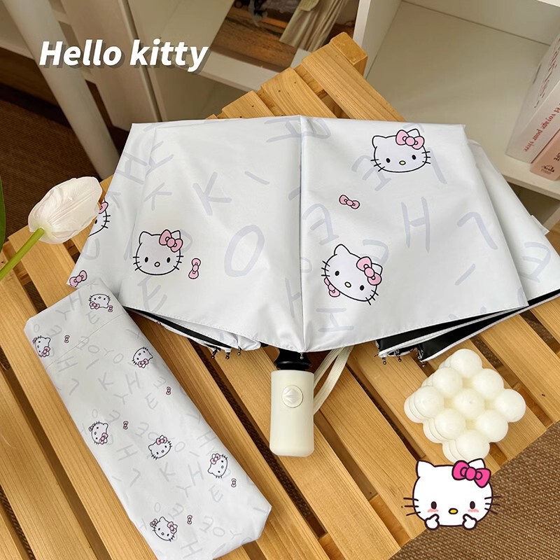 Hellokitty Sun Umbrella Vinyl Parasol Rain or Shine Women's Sun Protection Uv Protection Compact Portable Umbrella