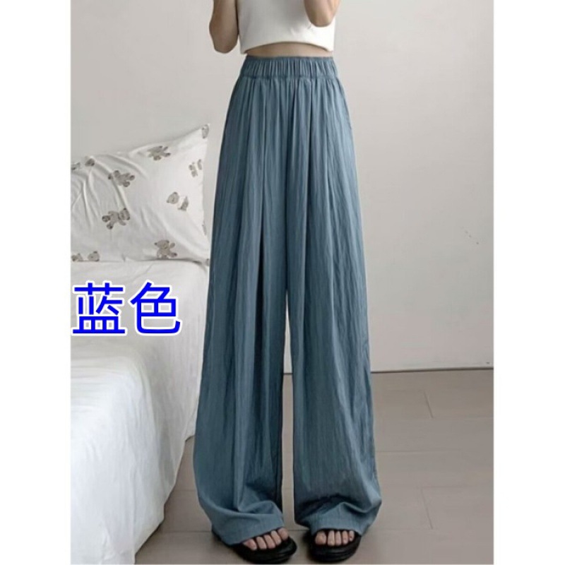 冰丝阔腿裤女夏季高腰垂感休闲日系棉麻慵懒感山本裤褶皱直筒裤子