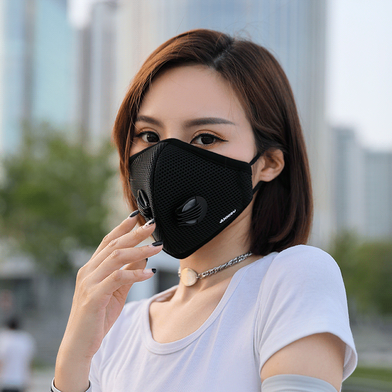 黑色防晒带呼吸阀防护口罩男女通用活性炭防尘防雾霾透气工业面罩