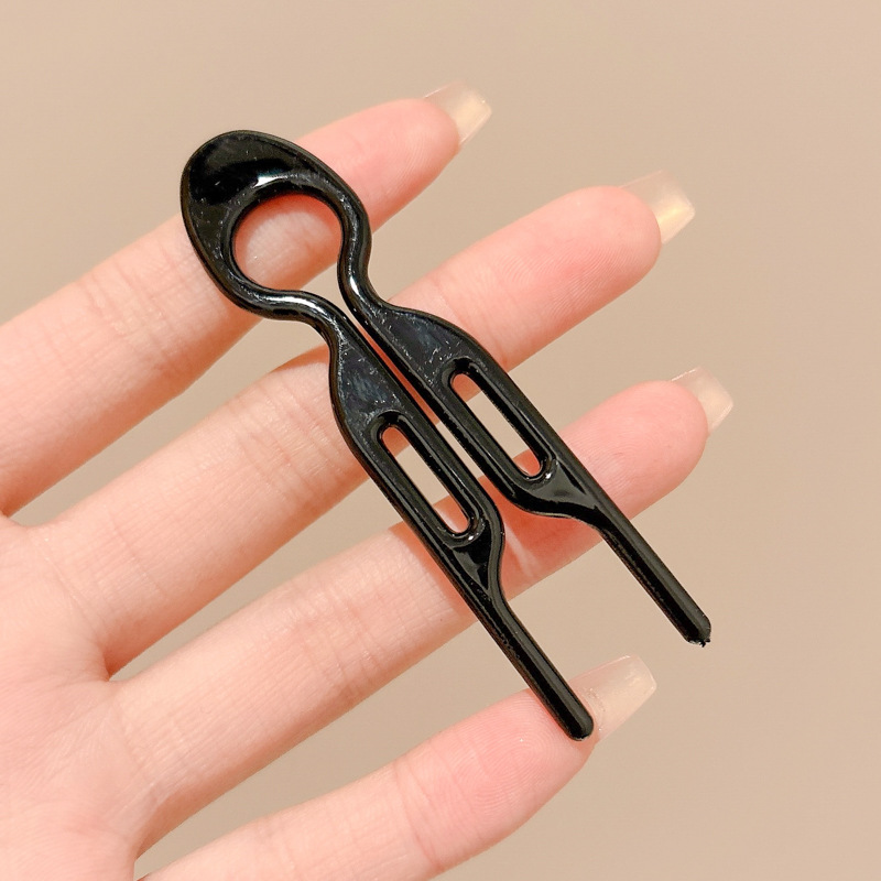 Horquilla en forma de U de cabello perezoso, cabeza de bola femenina, artefacto fijo, temperamento de sentido avanzado, peinado, horquilla para el cabello en la parte posterior de la cabeza, tocado