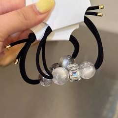 高級感日韓簡約橡皮筋大珠子發圈扎馬尾皮套網紅髮圈頭飾耐用頭繩