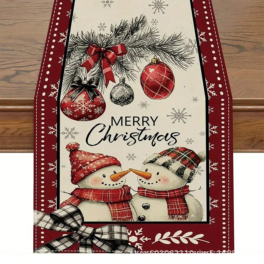 Amazon transfronterizo nueva bandera de la mesa de Navidad fábrica directa invierno muñeco de nieve Santa estampado almohadilla de mesa