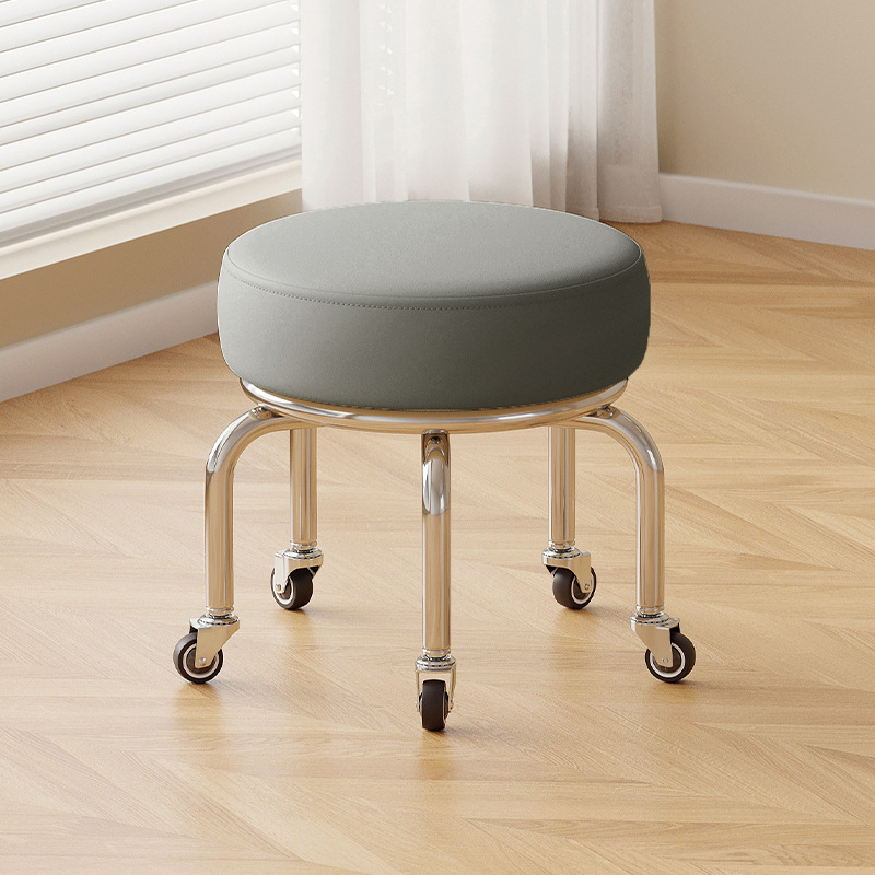 Polia doméstica taburete bajo rueda universal pequeño taburete silencioso rotativo taburete redondo móvil con artefacto moderno y simple