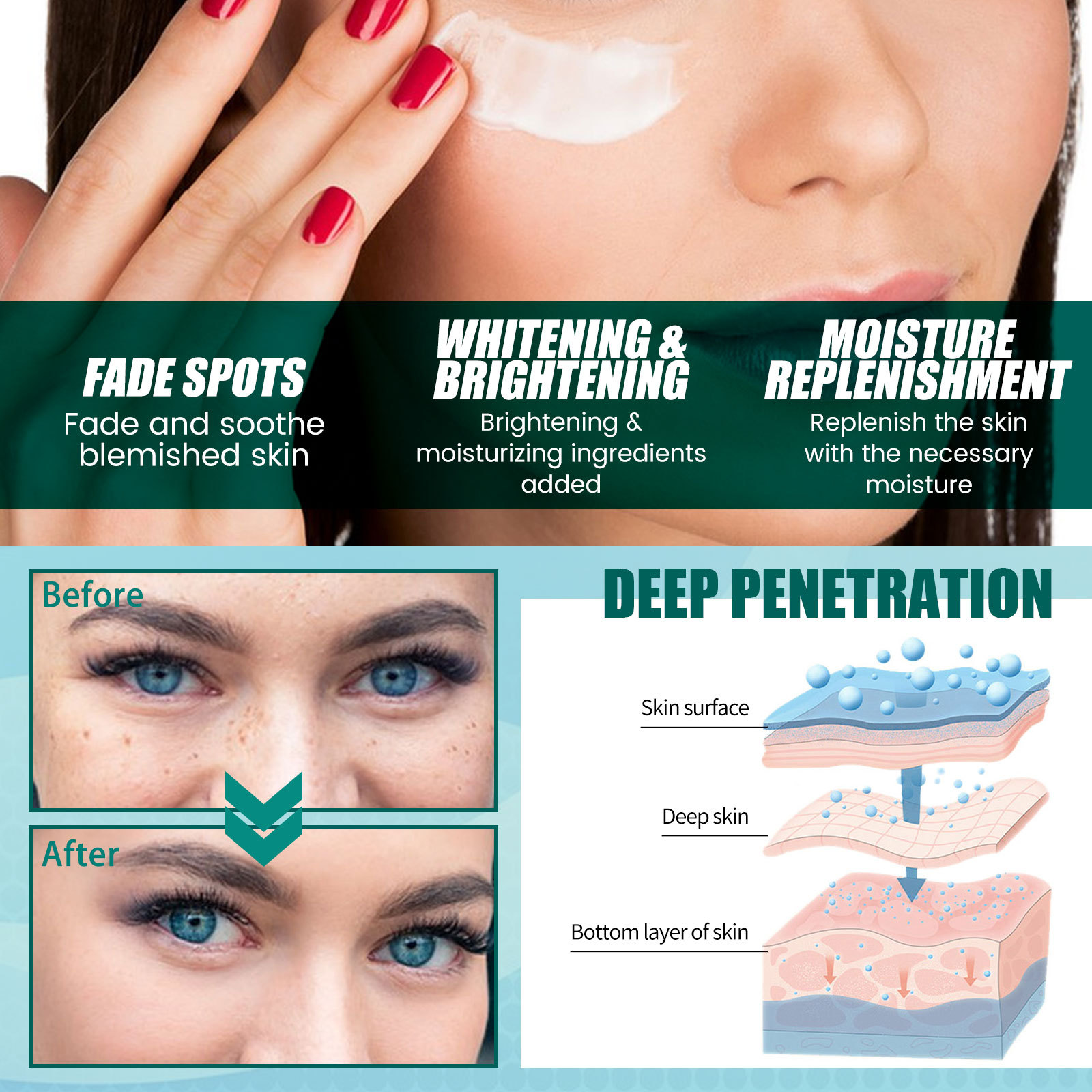 South Moon brightening and lightening spot cream. Lightening of spots, freckles and chloasma. Brightening and rejuvenating moisturizing cream._voghion.com