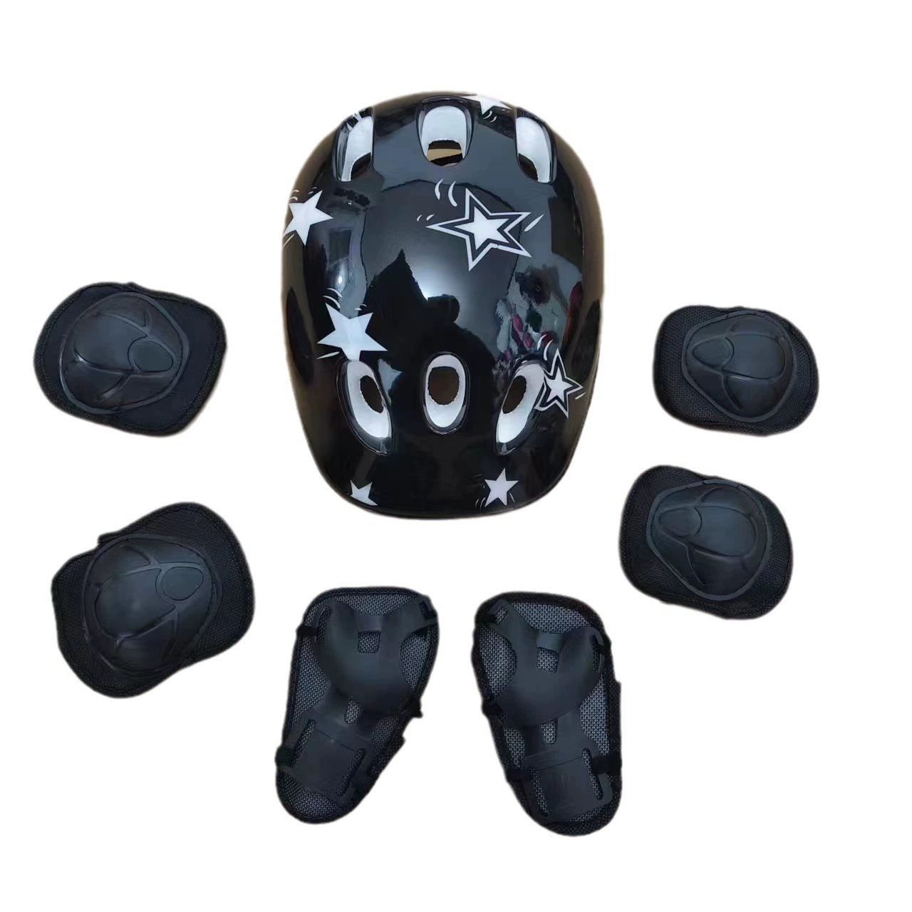 Детский шлем для роликовых коньков, защитное снаряжение, 7 частей, скейтборд, балансир, утолщенная наколенник, сухие коньки, защитное снаряжение, костюм, Автомобильный Замок