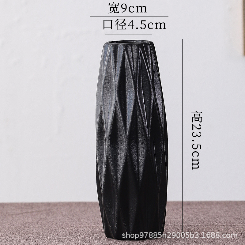 Zhenmao モダンなブラックセラミック花瓶リビングルームフラワーアレンジメント装飾品ライト高級ハイエンドフラワーアレンジメント装飾ドライフラワー|undefined