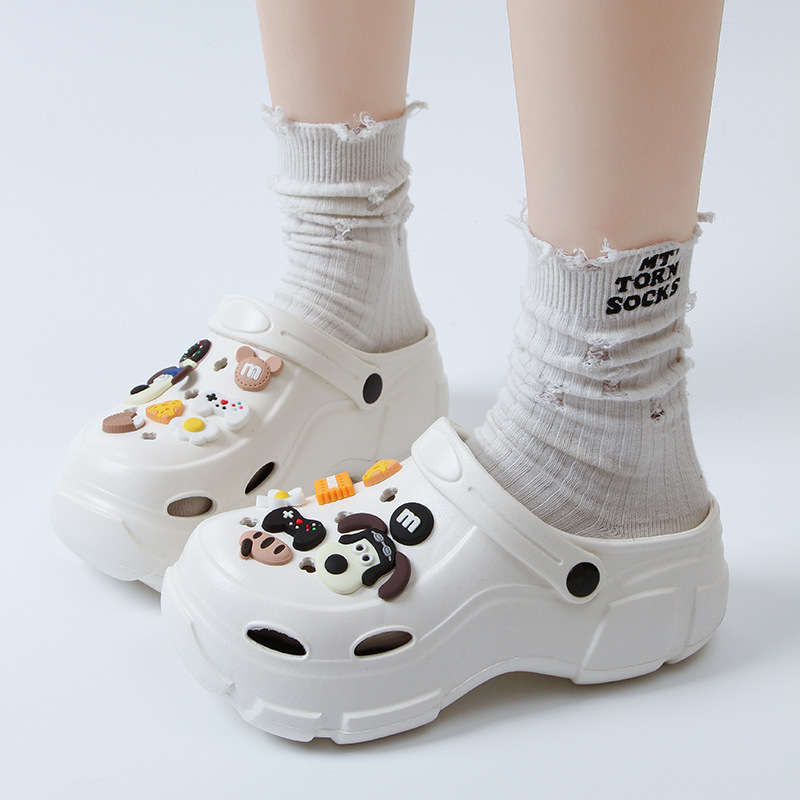 2026 New Korean Style Trendy Fashion Girls' Platform Clogs Summer Casual Non-Slip Versatile Beach Sandals
