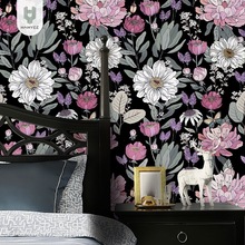 跨境新品花卉墙纸加厚PVC自粘壁纸卧室电视背景墙改造装饰贴纸