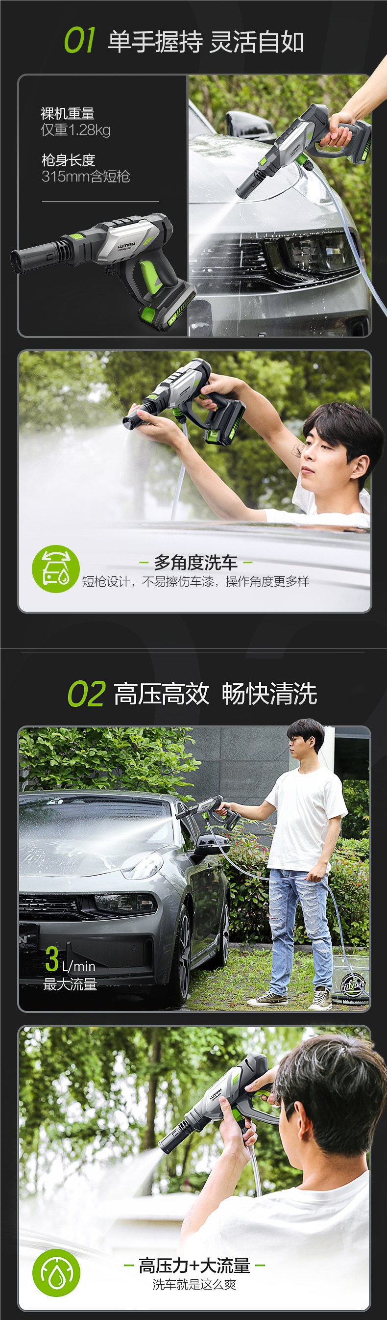Greenfield Wireless Car Washing Machine, Household Lithium Battery High-Pressure Water Gun, Handheld Convenient Charging Car Washing Pump, Cleaning Tool
