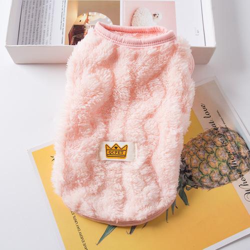 New Winter Outfit Dog Clothes Pet Teddy Cat Autumn Cables Double Faced Fleece Back Vest Clothing Wholesale
