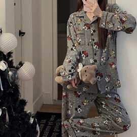 2025秋冬季新款米奇德绒女可爱女睡衣家居服