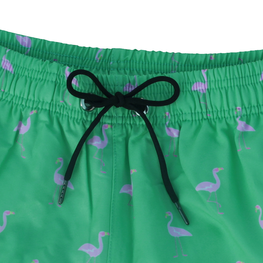 Flamingo Print Herren Badeshorts Mit Elastischem Bund_voghion.com