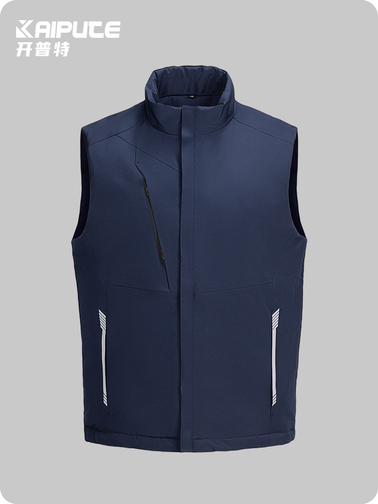 winter fleece solid color keep warm vest with zipper for leisure