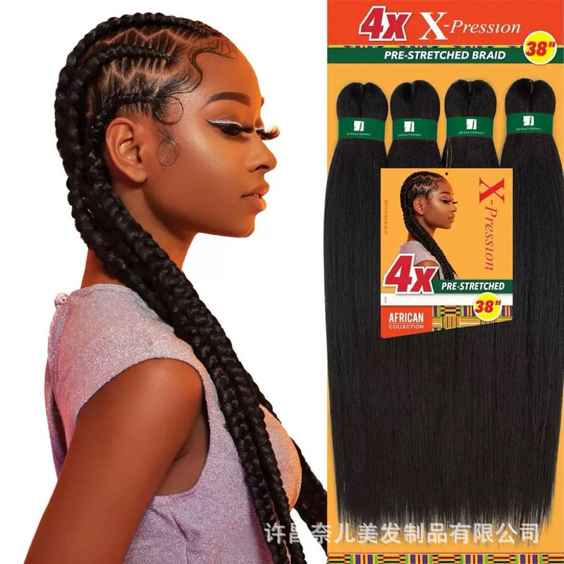 4X Ez Pre-Stretched African Dreadlocks Braiding Hair Synthetic Fiber Black Crochet Hair Extensions