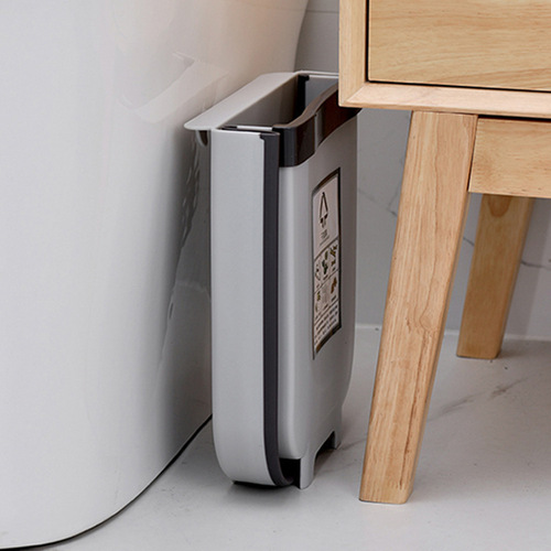Wall-mounted trash bin kitchen waste sorting basket storage bucket household hanging foldable plastic trash bin wholesale