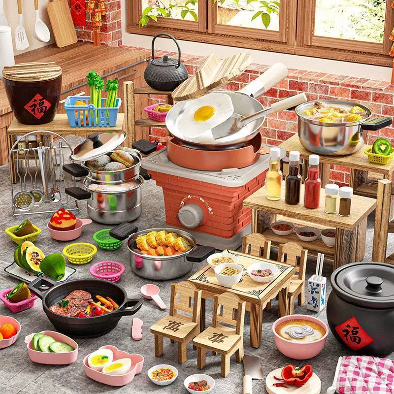 网红复古小厨房真煮全套做饭儿童过家家真实版厨具套装男女孩玩具