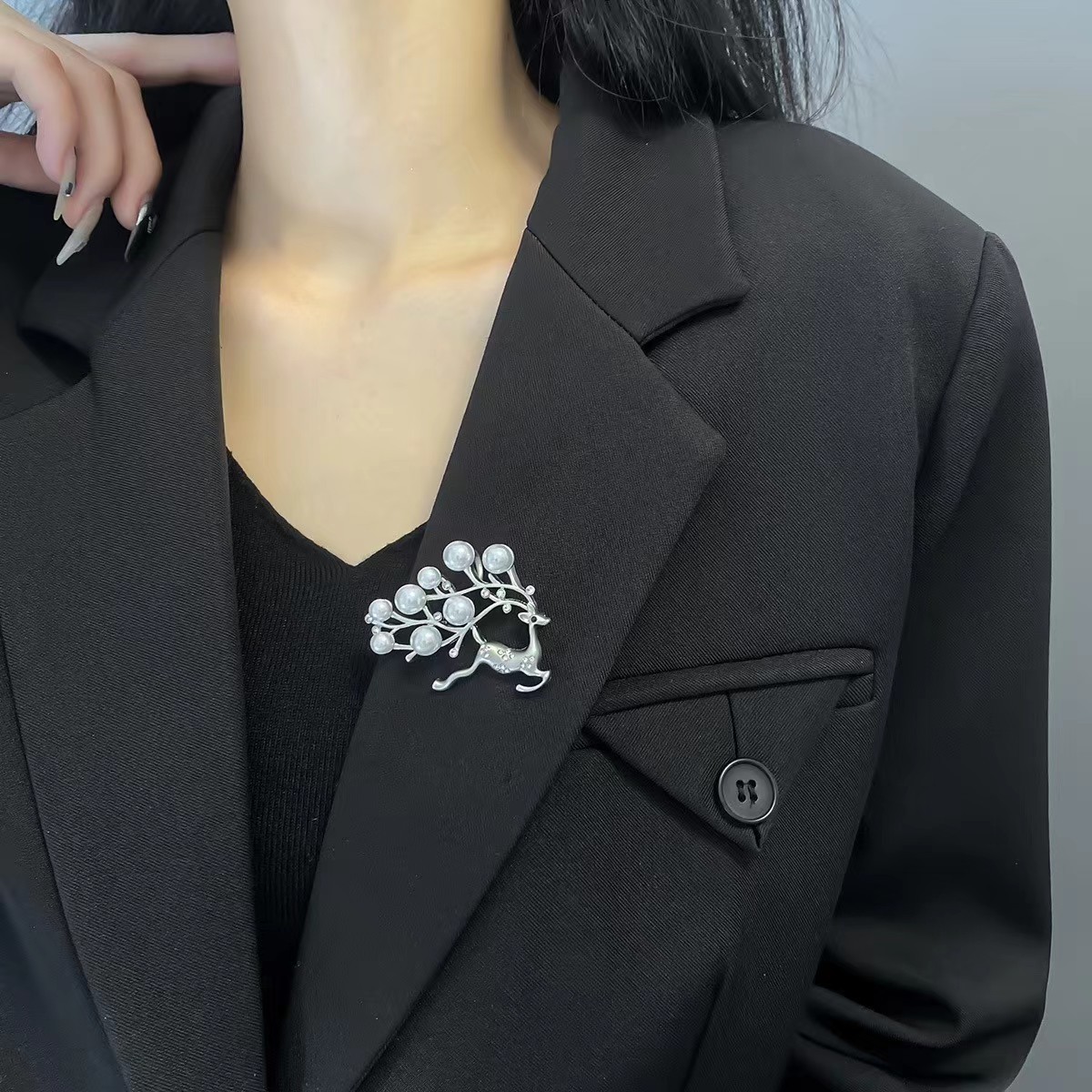 Broche homme en or avec étoile à huit branches, perles et blé, accessoire personnalisé pour femme_voghion.com
