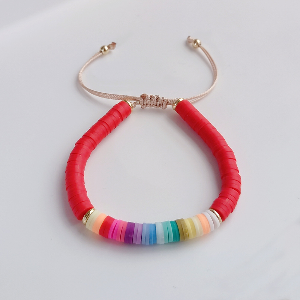 Women'S Gender Beaded, Knitting, Plating Design Vacation Colorful Freshwater Pearl Soft Clay Copper Beaded Knitting Plating Women's Bracelets