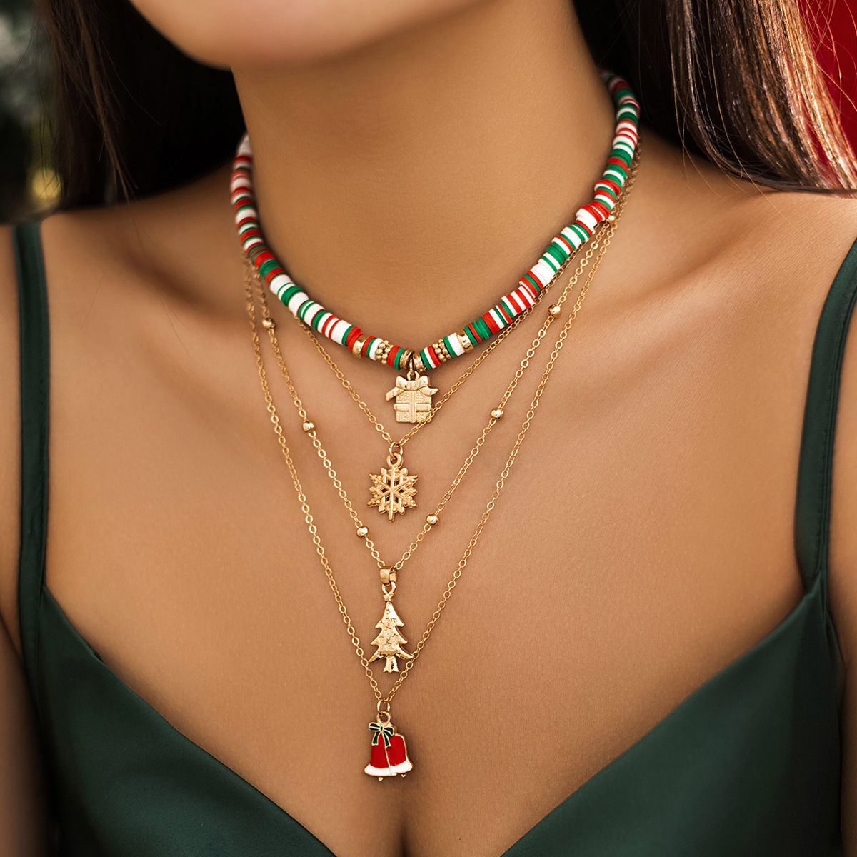 beaded choker women's necklace christmas snowman gift crystal jewelry_voghion.com