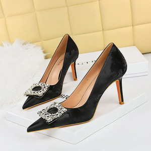18249-A5 European and American Style Banquet Slim Fit Women's Shoes with Thin Heels, High Heels, Shallow Mouth, Poi