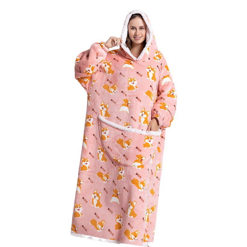 Amazon nuevo animal de la historieta ropa invierno engrosada franela lana Cordero Pijamas TV perezoso Manta con capucha