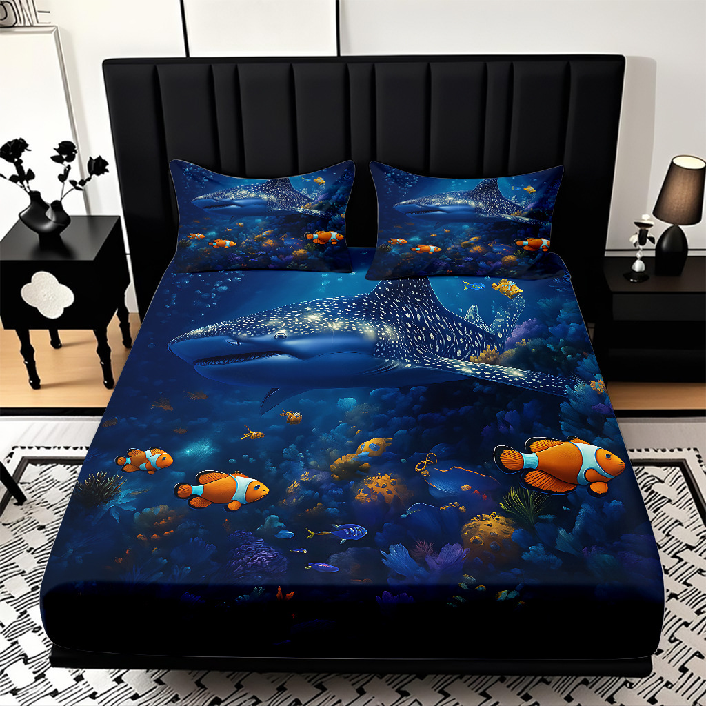 TEMU / JIT transfronterizo encantadora criatura submarina impresa digital 3D cama de cama de cama