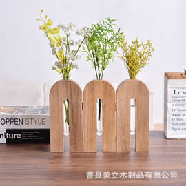 木质桌面插花瓶办公椅板件餐厅装饰品水培玻璃花瓶绿植水养鲜花器