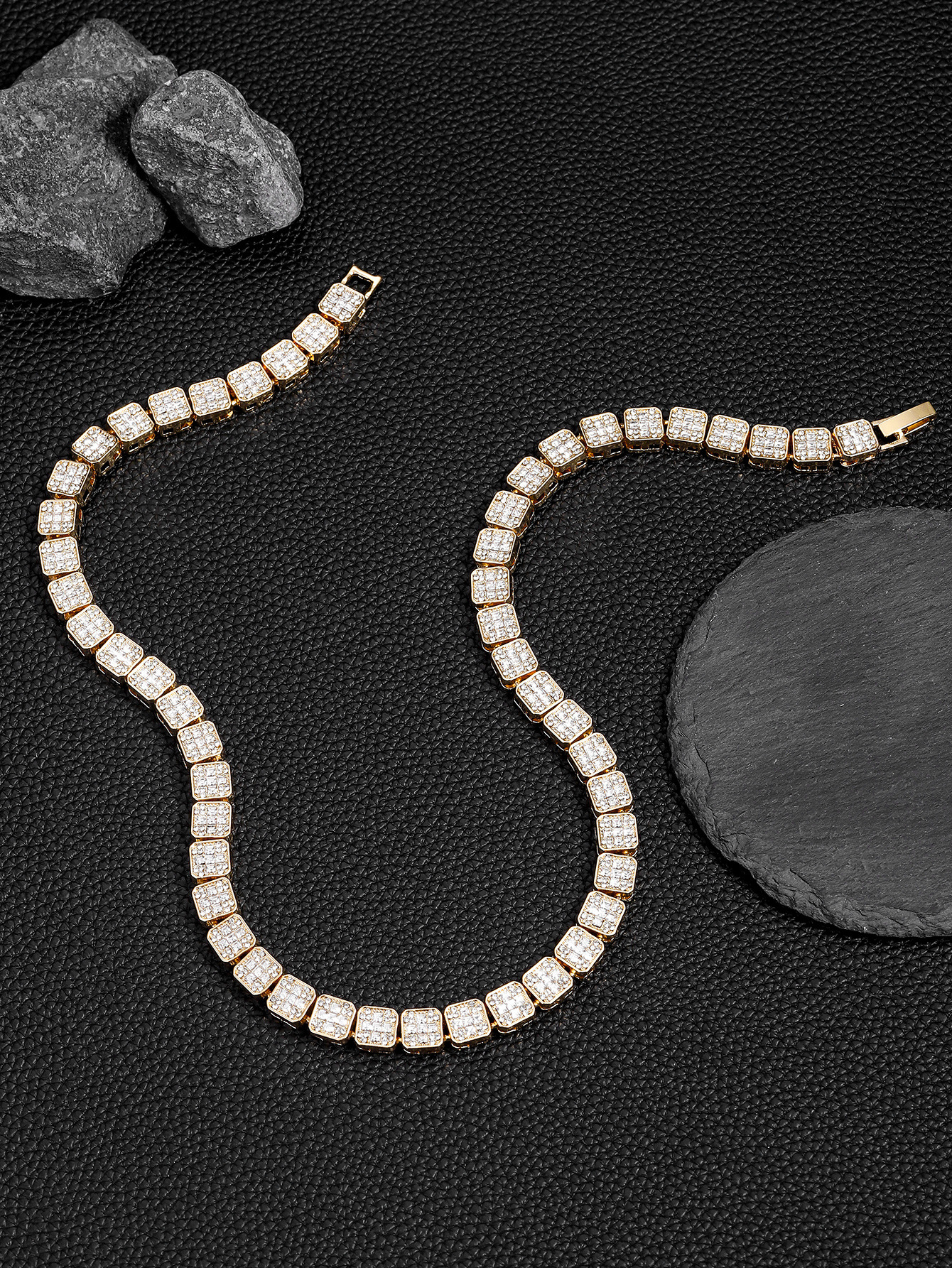 Collana di zucchero rock di alta qualità, accessori alla moda e alla moda per uomo, in vetro quadrato cubano, HipHop_voghion.com