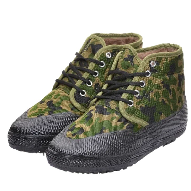 Мужская хлопковая обувь Зимняя обувь для освобождения Утолщенная флисовая подкладка из утолщенной флиса, Холодостойкая теплая, высокие рабочие-мигранты, Камуфляжная Нескользящая износостойкая обувь