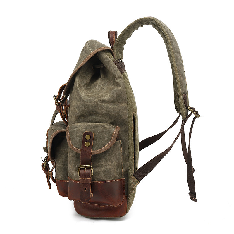 Mochila para hombres y mujeres mochilas deportivas al aire libre bolsa de viaje sobre cera lona impermeable bolsa de computadora de viaje al por mayor