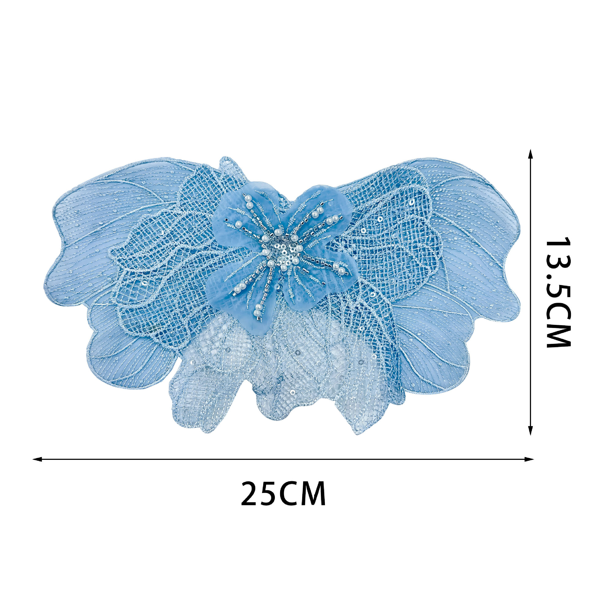 Color tridimensional de doble capa de malla sequinaria tridimensional flor hecha a mano perlas de encaje accesorios de boda flor de pecho image 5