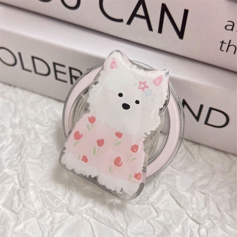 Flower sweater white dog magnetic stand